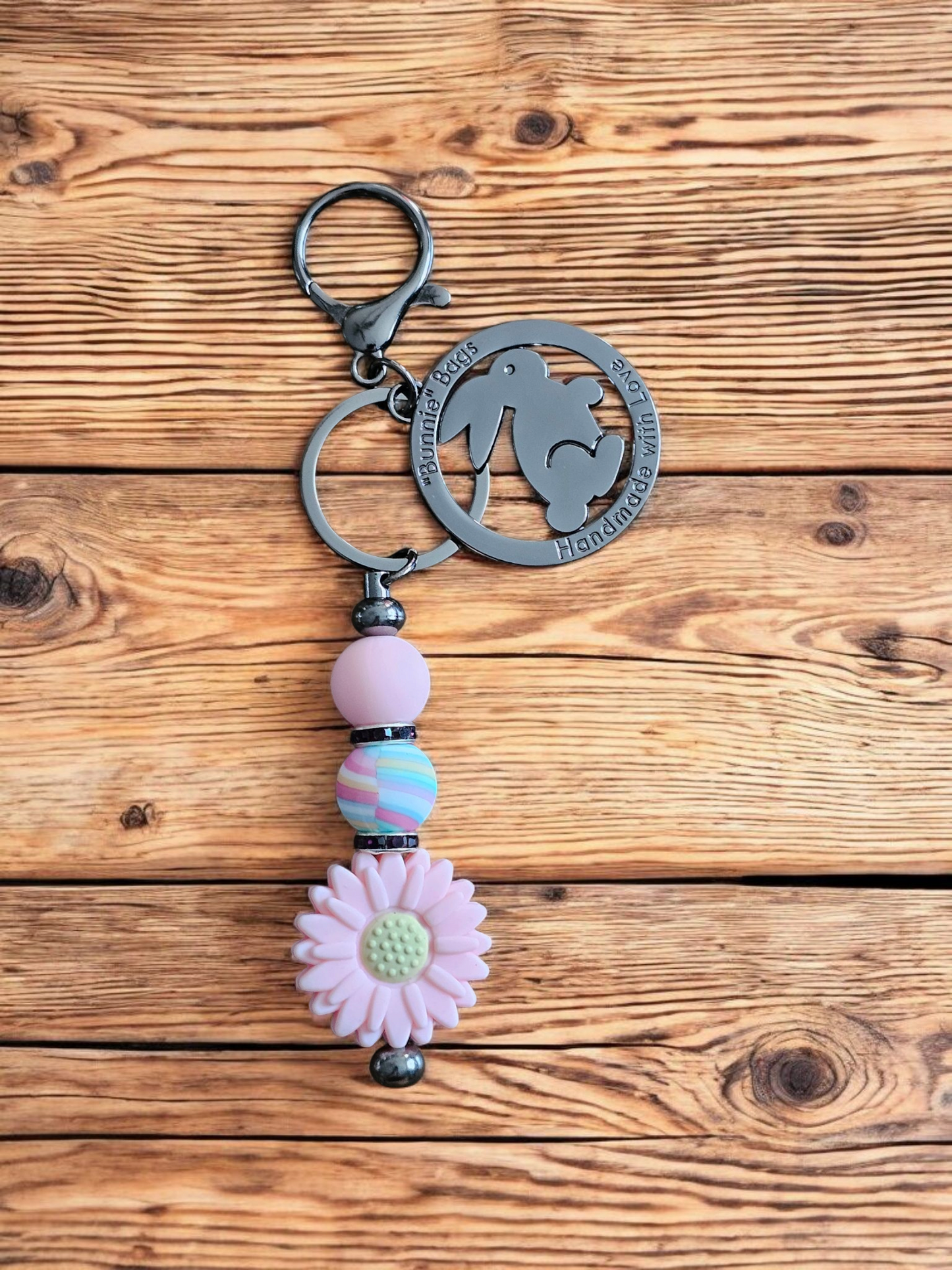 Whimsy Bag Charm Pink Daisy