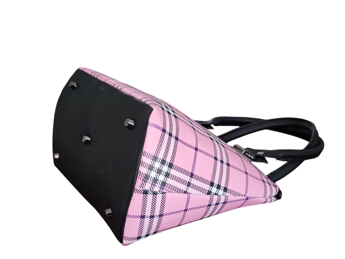 Lola Domed Handbag - Pink Plaid