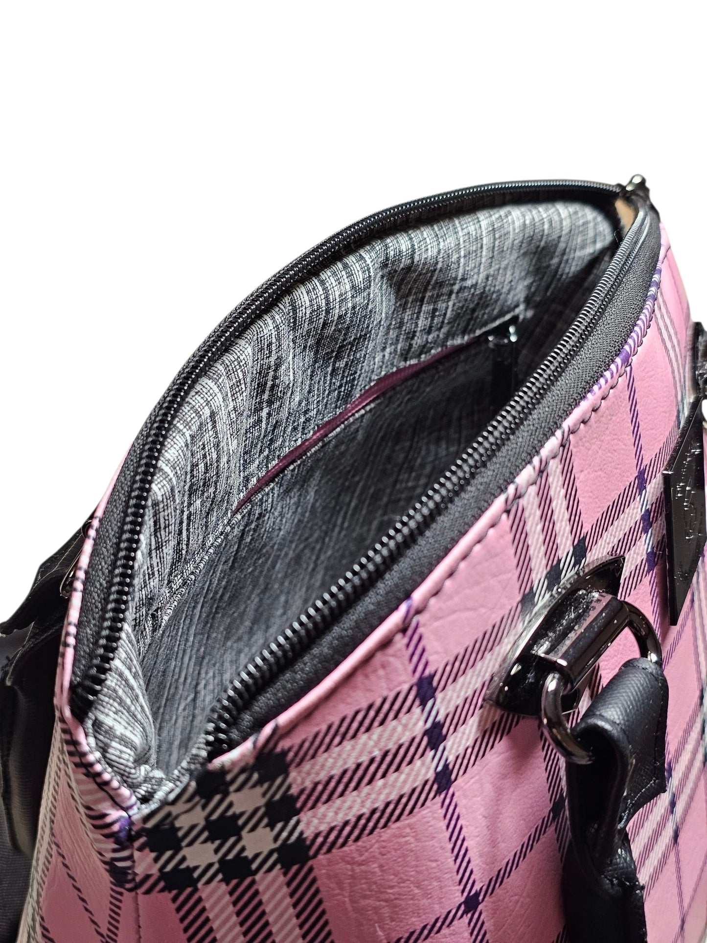 Lola Domed Handbag - Pink Plaid