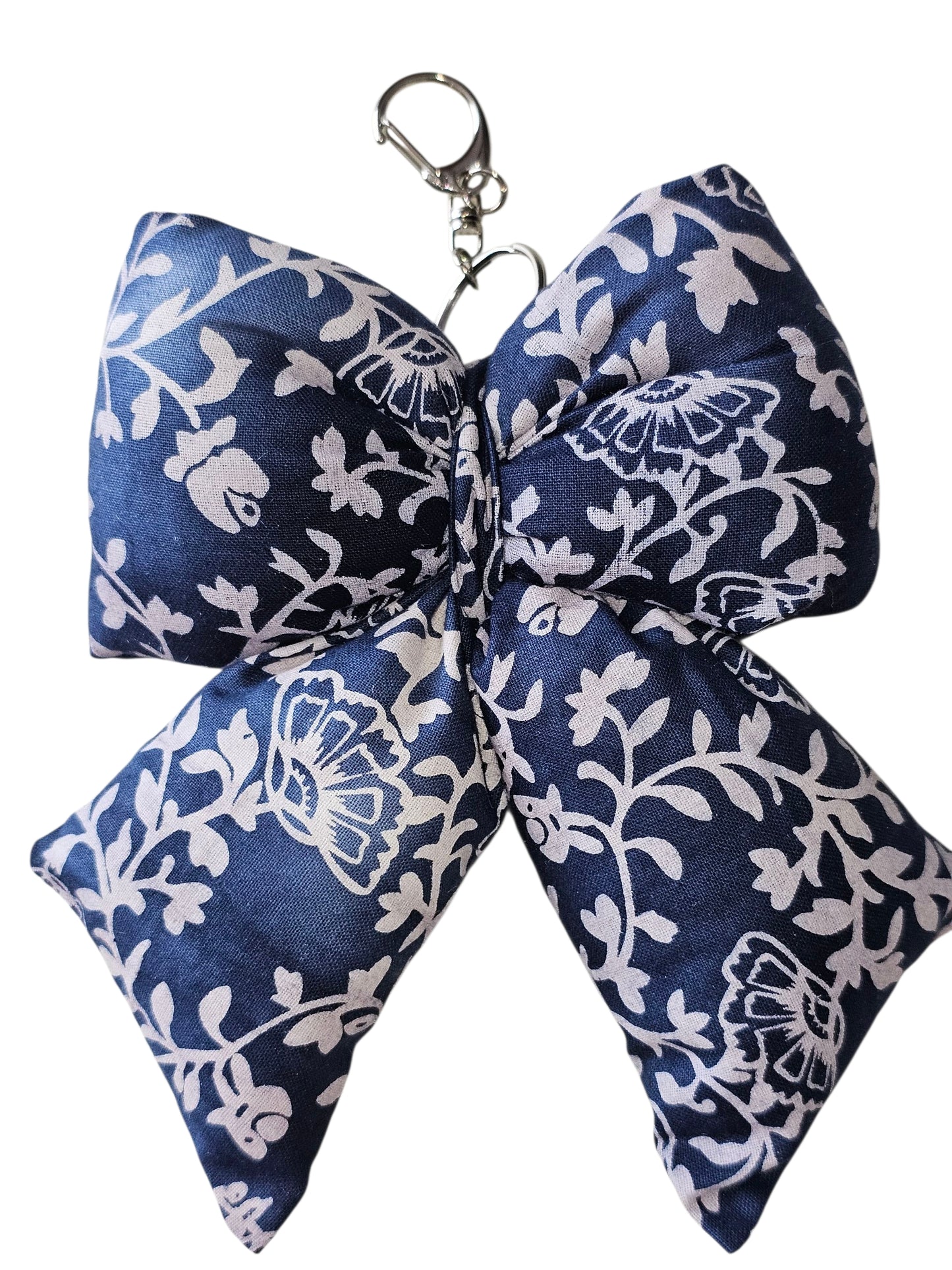 Puffy Bow Bag Charms - Blue and White