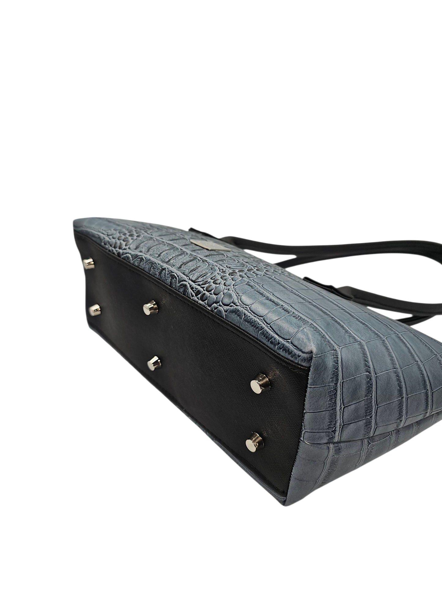 Horizon East West Shoulder Bag - Slate Blue Crocodile
