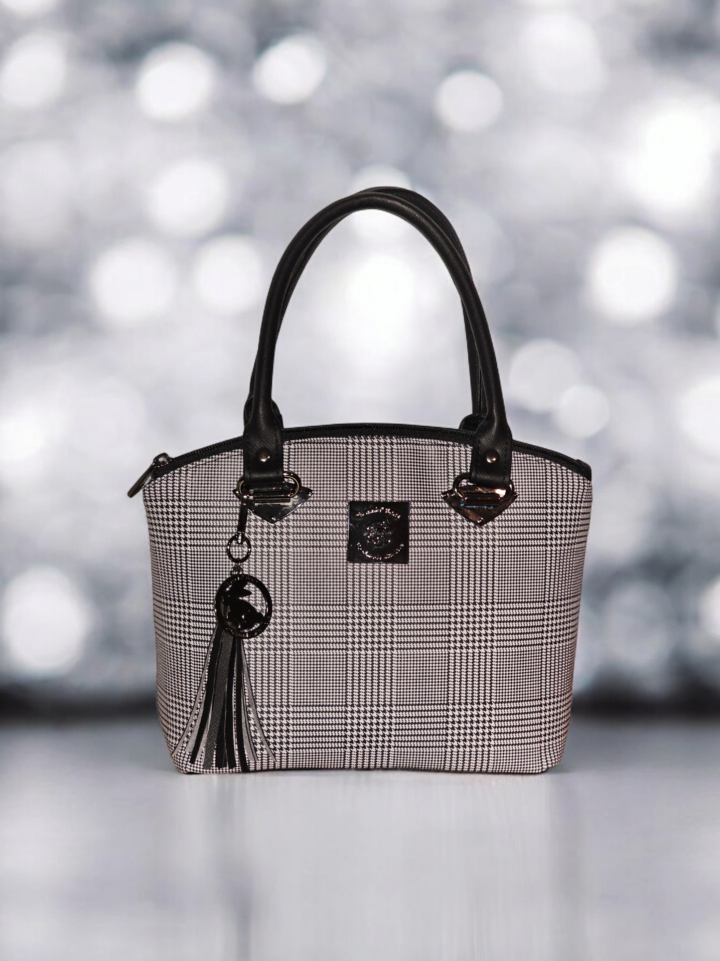 Lola Domed Handbag - Black Plaid