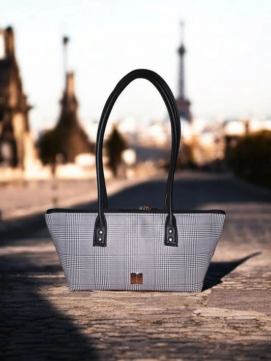Horizon East West Should Bag - Gray/Black Plaid