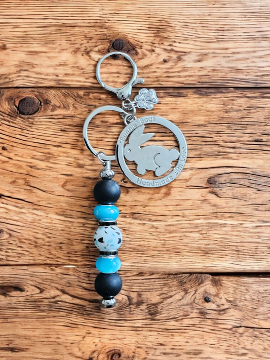 Whimsy Bag Charm blue/black w/paw charm