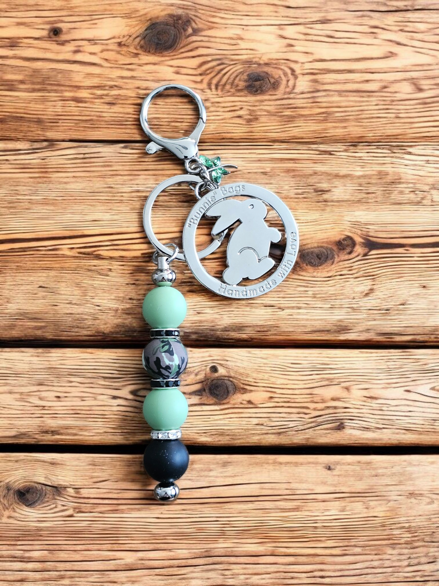 Whimsy Bag Charm - green/black