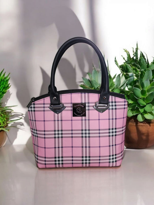 Lola Domed Handbag - Pink Plaid