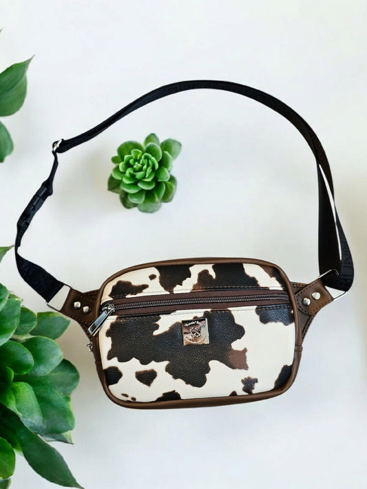 Rayna Sling Bag - Cow themed w/brown