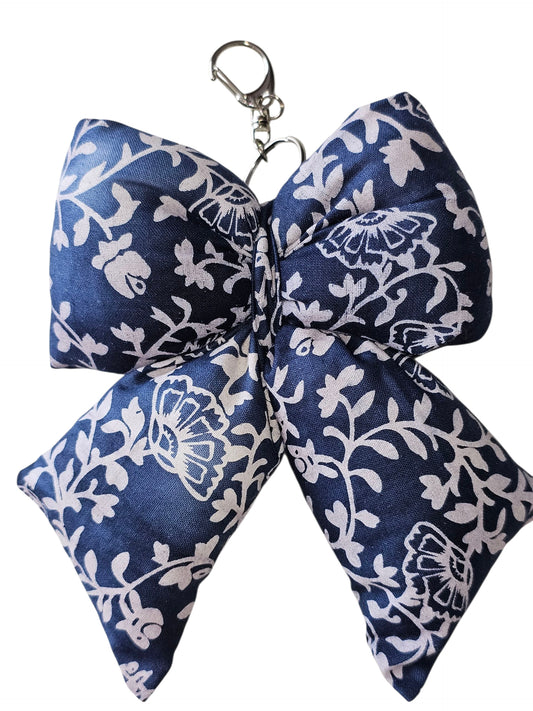 Puffy Bow Bag Charms - Blue and White