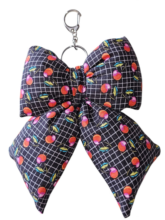 Puffy Bow Bag charm - Cherries