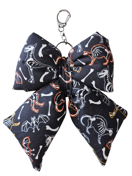 Puffy Bow Bag Charm - Cats & Bats Skelton