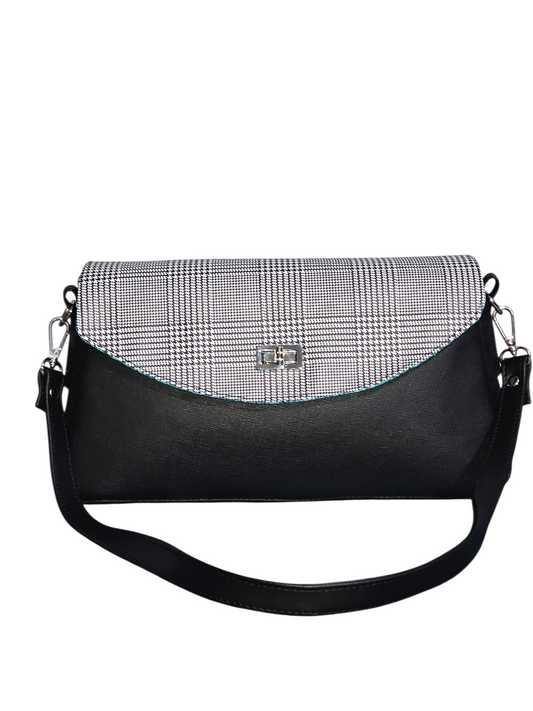 Makayla Shoulder Bag - Black Plaid