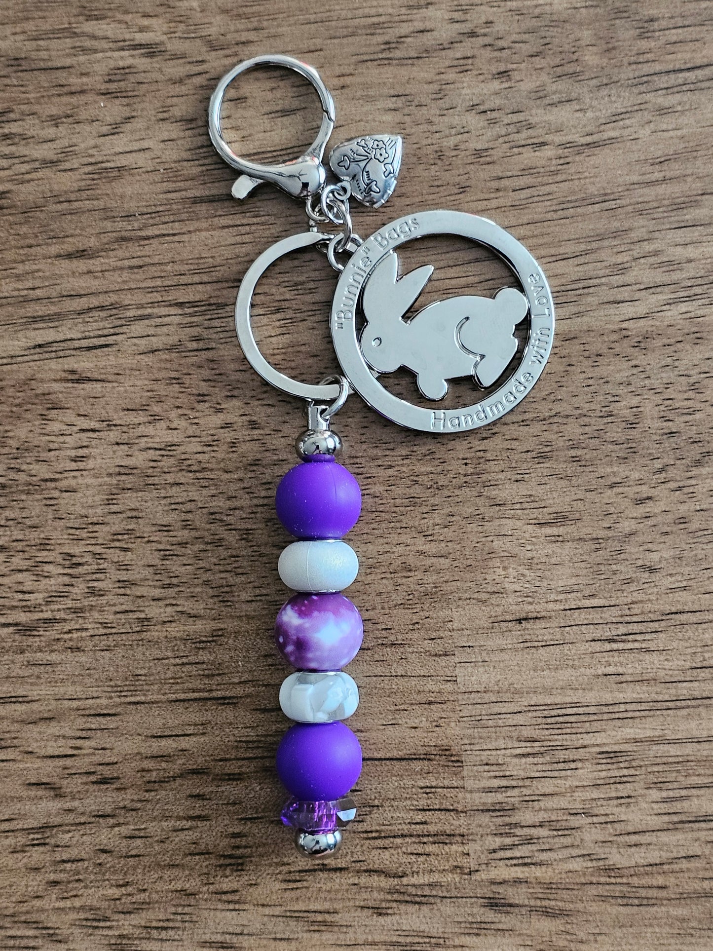 Whimsy Bag Charm -Purple w/Heart charm