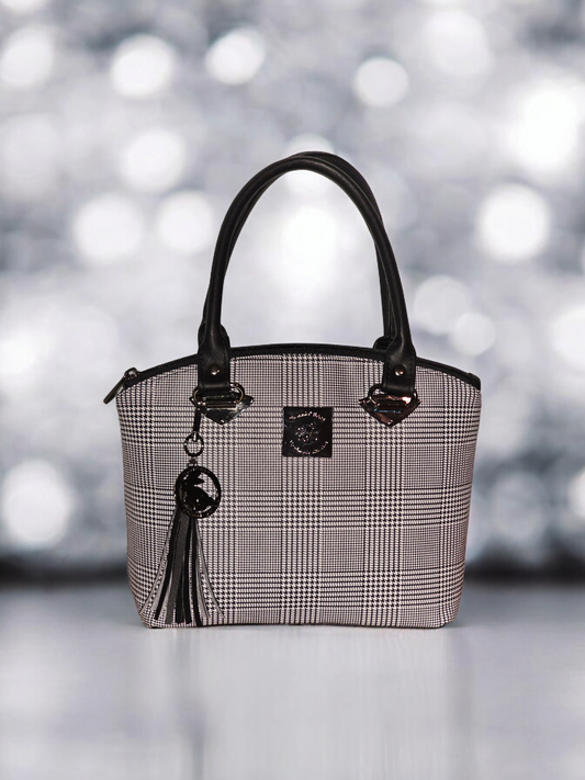 Lola Domed Handbag - Black Plaid